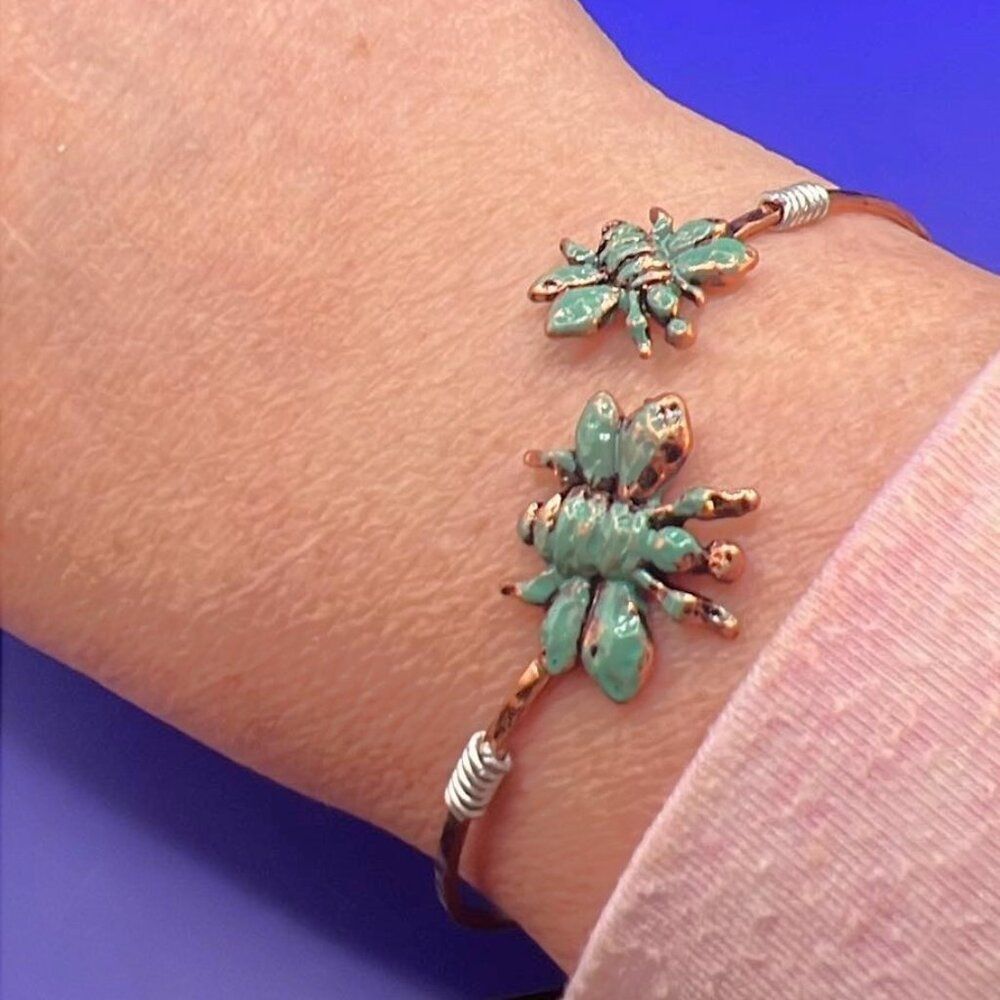 Copper Colored Enamel Bee Bracelet